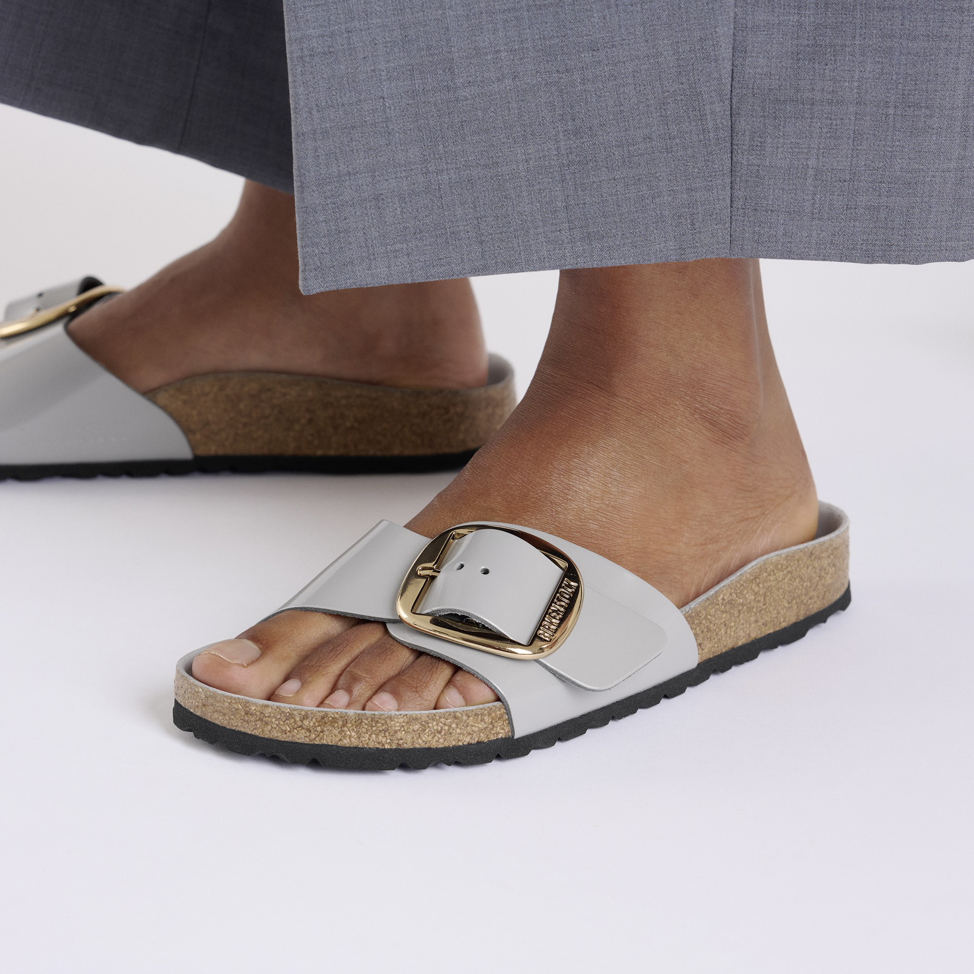 Madrid Big Buckle Natural Leather Patent