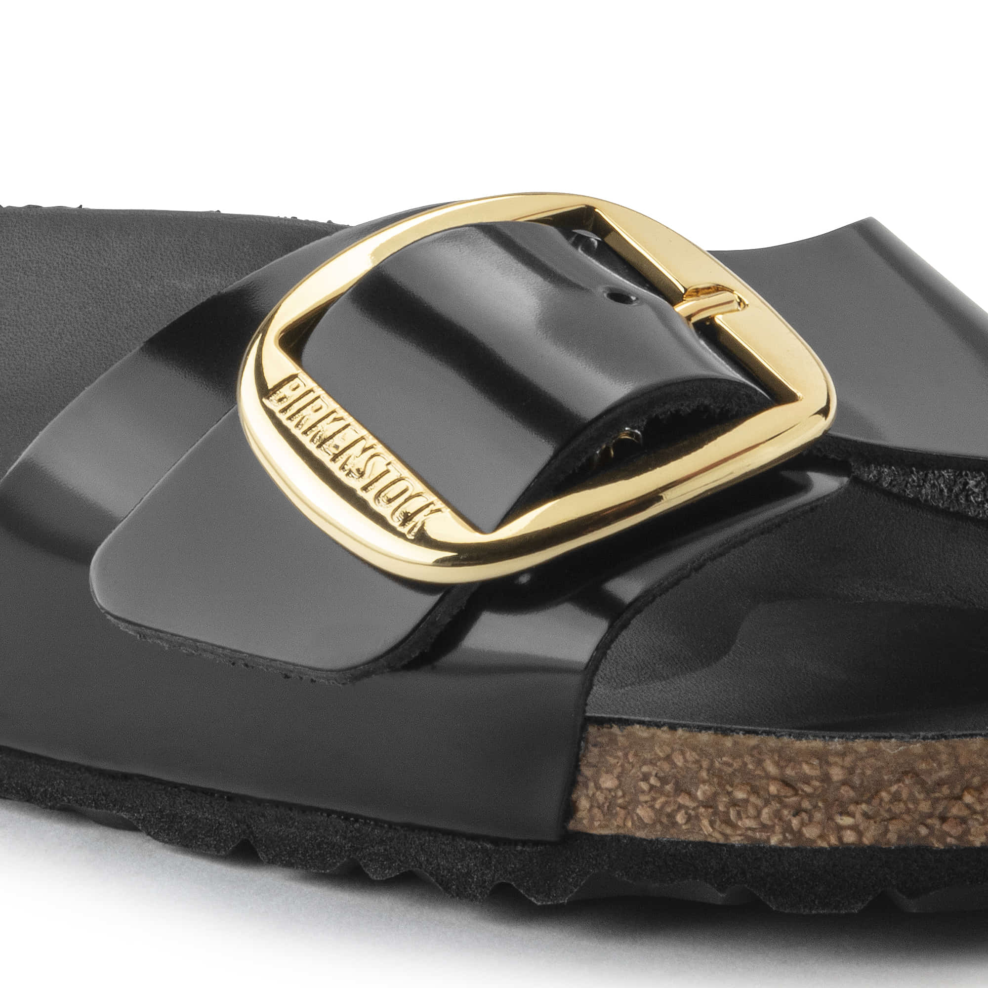 Madrid Big Buckle Natural Leather Patent